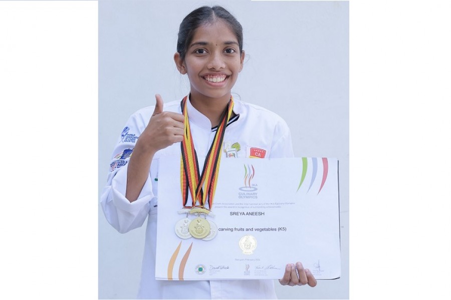 Malayali chef Shreya Anish won Gold Medal in Culinary Olympics.
