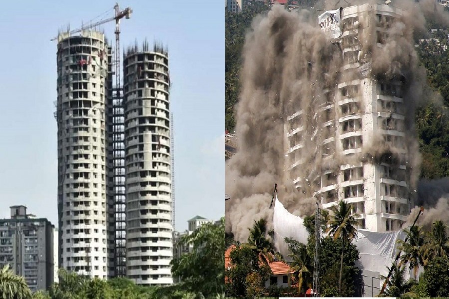 Noida's twin towers bring down in seconds by Controlled explosions 